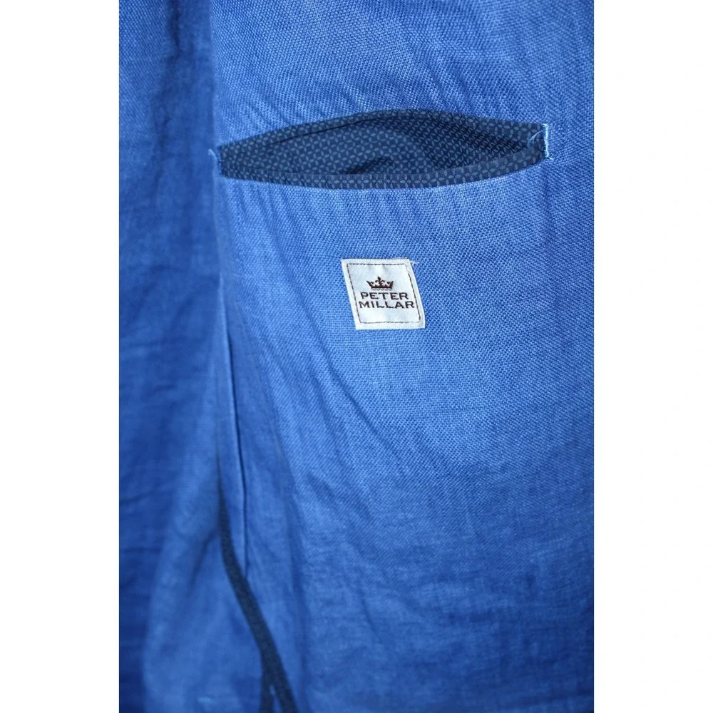 Peter Millar Men's XL Blue 100% Linen 2-Button Summer Blazer Jacket - Picture 7 of 11